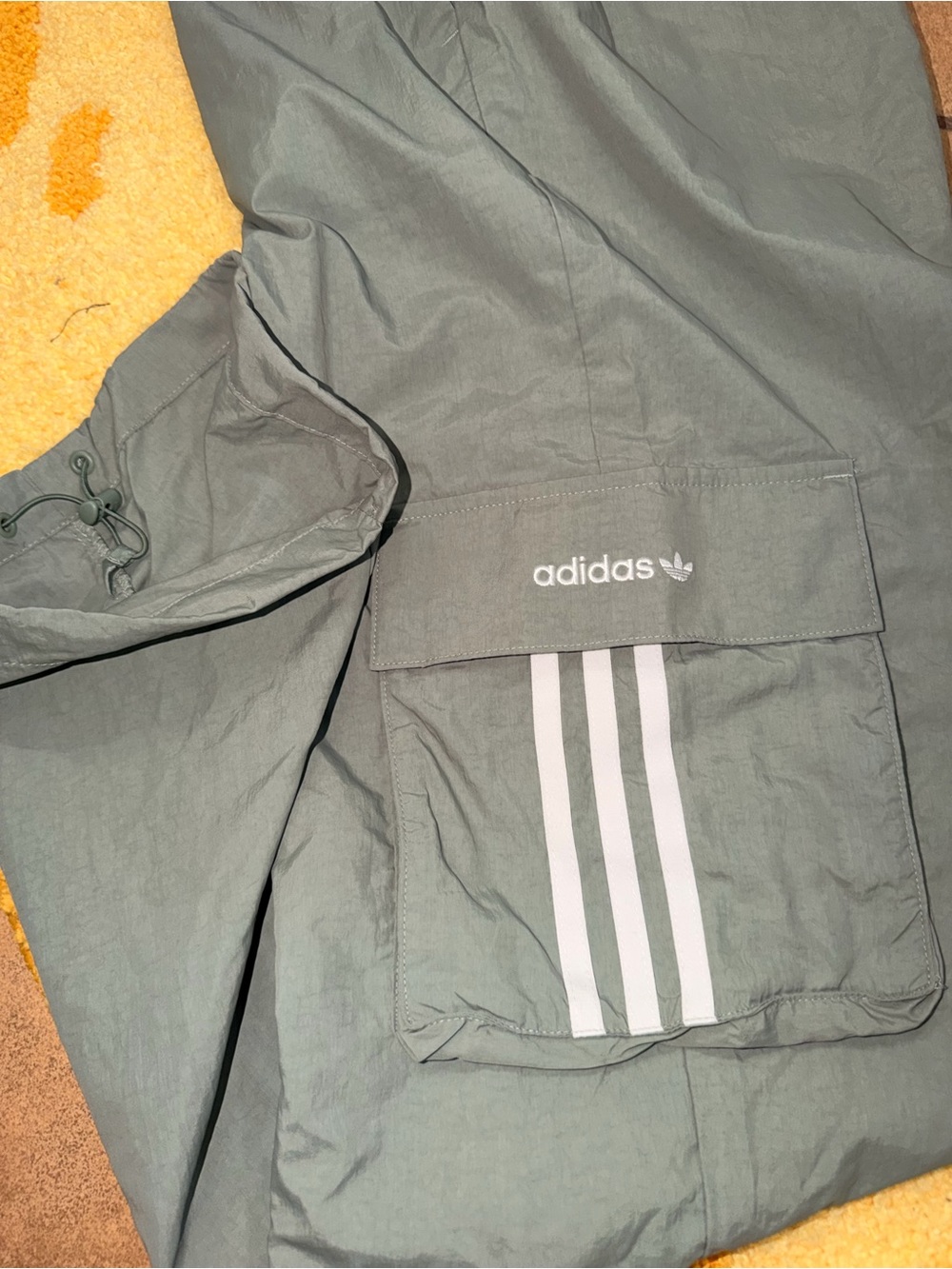 adidas Sage Green Cargo Track Pants with White Stripes - Picture 5 of 5